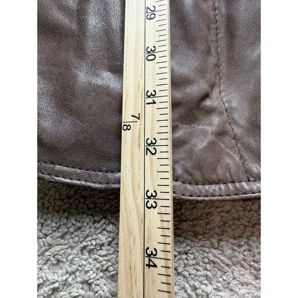 Vintage Phase 3 Genuine Leather Snap Button Oversized Jacket Brown Mens XL - Picture 15 of 15